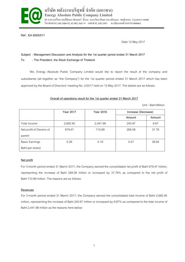 Thumbnail Energy Absolute Quarterly Report 2017-q1