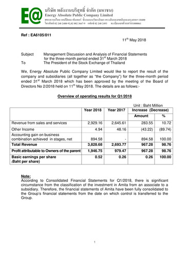 Thumbnail Energy Absolute Quarterly Report 2018-q1