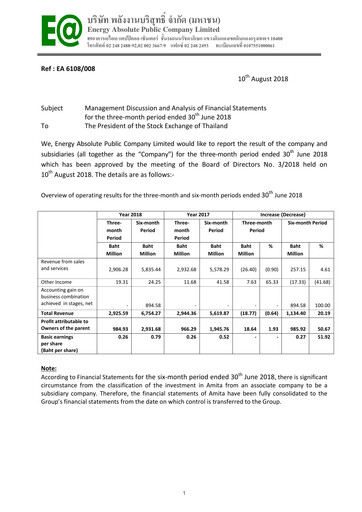 Thumbnail Energy Absolute Quarterly Report 2018-q2