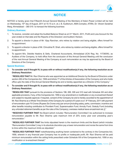 Thumbnail Adani Power Annual Report 2010-2011