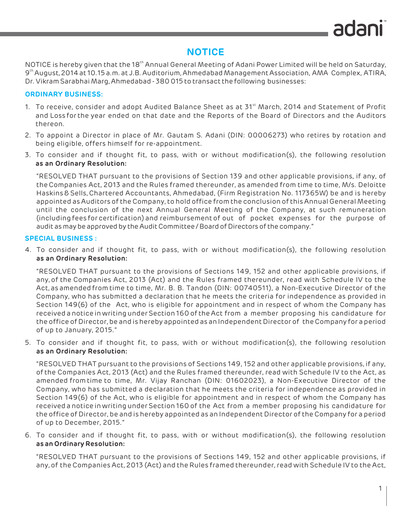 Thumbnail Adani Power Annual Report 2013-2014