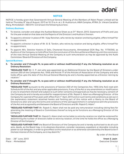 Thumbnail Adani Power Annual Report 2013