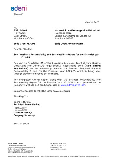 Thumbnail Adani Power ESG Report 2024-2025