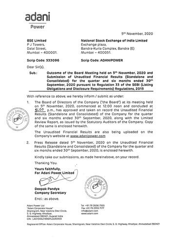 Thumbnail Adani Power Quarterly Report 2020-q2