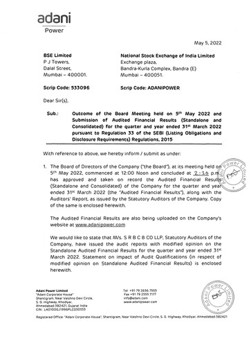Thumbnail Adani Power Quarterly Report 2021-q4