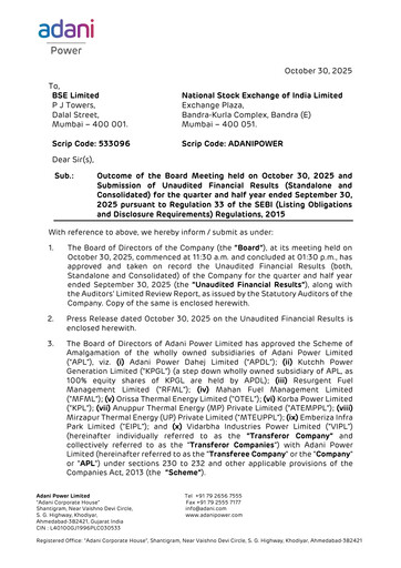 Thumbnail Adani Power Quarterly Report 2025-q2