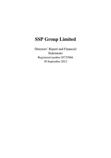 Miniature SSP Group Rapport annuel 2012