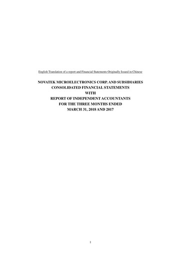 Thumbnail Novatek Microelectronics Quarterly Report 2018-q1