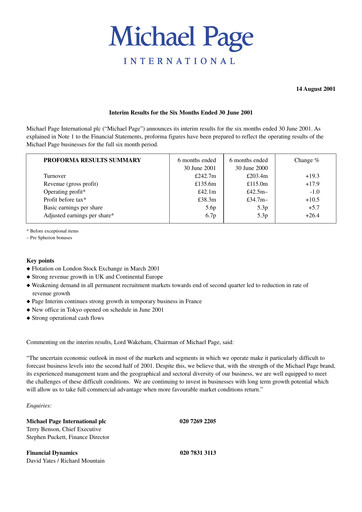 Thumbnail PageGroup Half-year Report 2001-h1