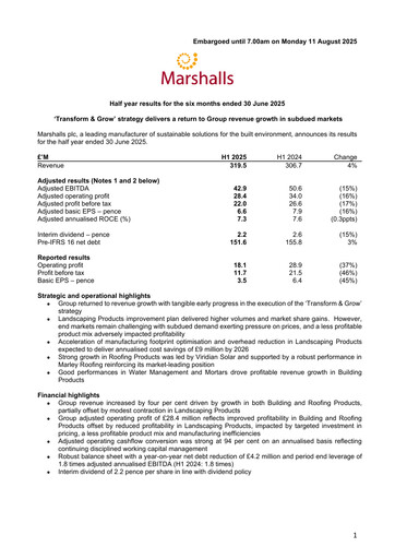 Thumbnail Marshalls plc Half-year Report 2025-h1