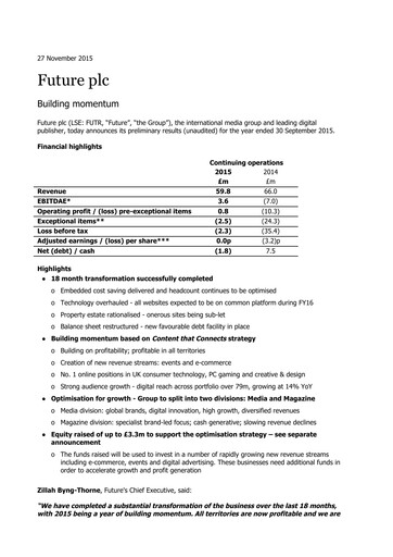 Thumbnail Future plc Financial Report 2015