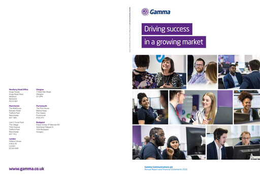 Thumbnail Gamma Communications Annual Report 2016