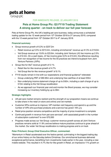 Thumbnail Pets at Home Quarterly Report 2019-q3