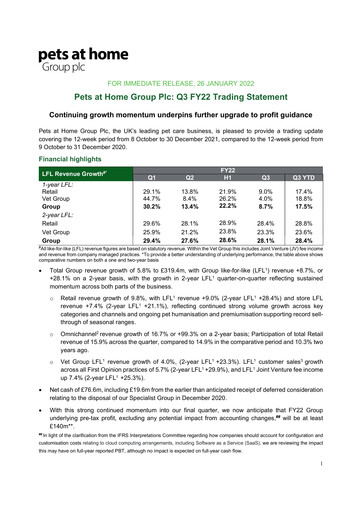 Thumbnail Pets at Home Quarterly Report 2022-q3