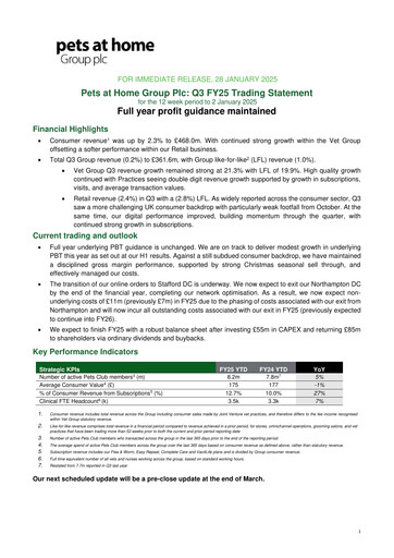 Thumbnail Pets at Home Quarterly Report 2025-q3