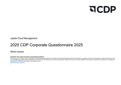 Miniature Jupiter Fund Management Rapport ESG 2025