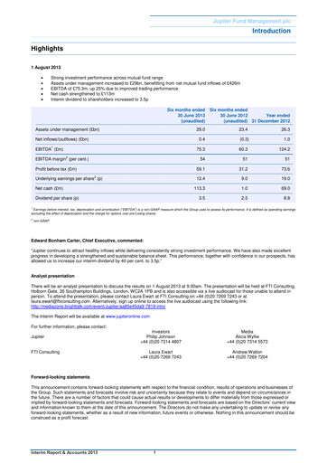 Miniature Jupiter Fund Management Rapport semestriel 2013-h1