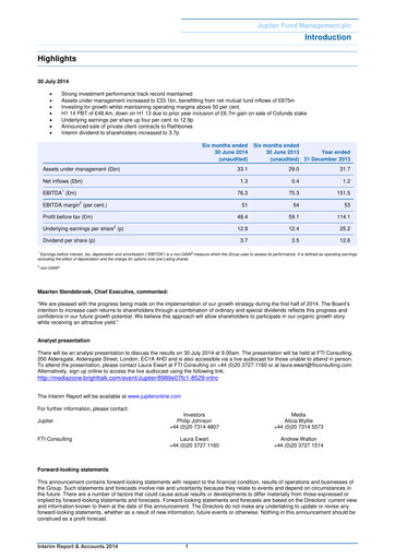 Miniature Jupiter Fund Management Rapport semestriel 2014-h1