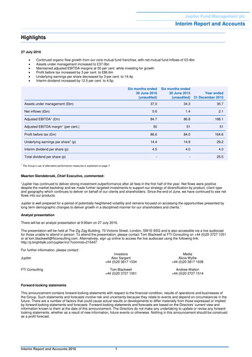 Miniature Jupiter Fund Management Rapport semestriel 2016-h1