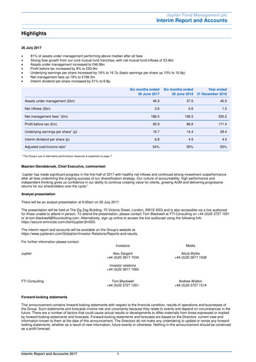 Miniature Jupiter Fund Management Rapport semestriel 2017-h1