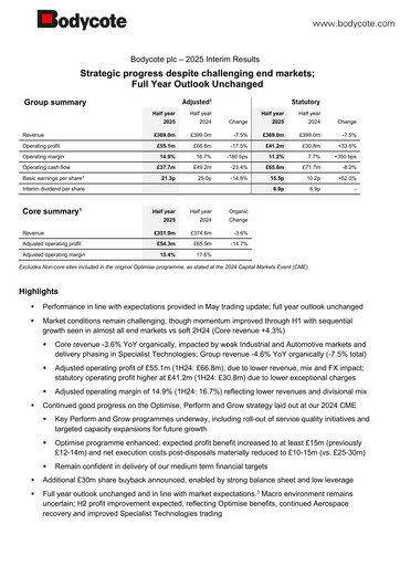 Thumbnail Bodycote Half-year Report 2025-h1