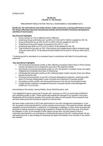Thumbnail Savills Financial Report 2013
