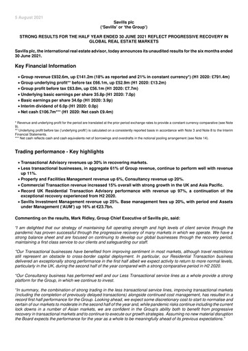 Thumbnail Savills Half-year Report 2021-h1
