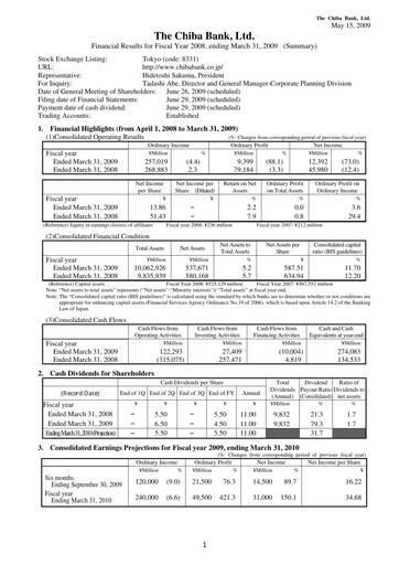 Thumbnail Chiba Bank Financial Statement fy2008