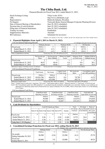 Thumbnail Chiba Bank Financial Statement fy2011