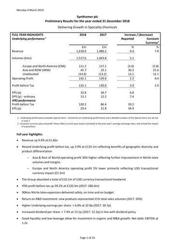 Vorschaubild Synthomer Finanzbericht 2018