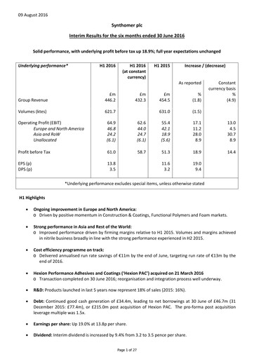Vorschaubild Synthomer Halbjahresbericht 2016-h1