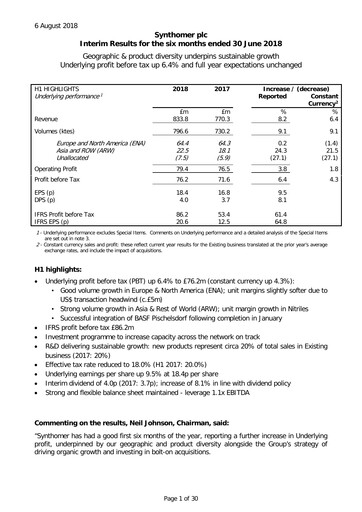 Vorschaubild Synthomer Halbjahresbericht 2018-h1