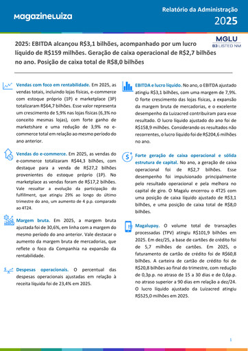 Thumbnail Magazine Luíza Annual Report 2025