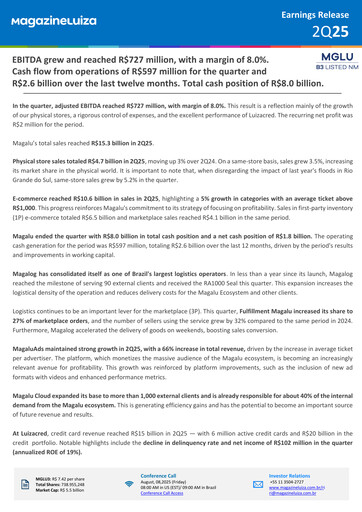 Miniature Magazine Luíza Rapport trimestriel 2025-q2