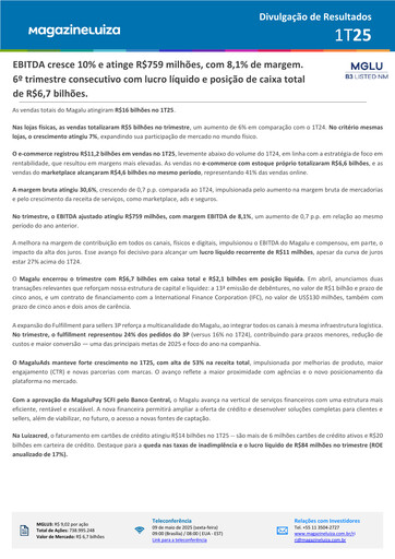 Thumbnail Magazine Luíza Quarterly Report 2025-q1