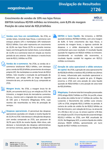 Thumbnail Magazine Luíza Quarterly Report 2026-q2
