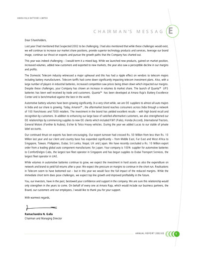 Vorschaubild Amara Raja Energy & Mobility Jahresbericht 2002-2003