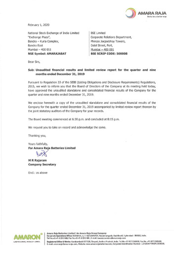 Thumbnail Amara Raja Energy & Mobility Quarterly Report 2020-q3
