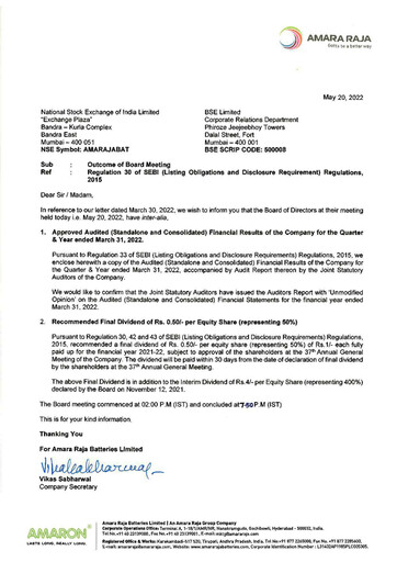 Thumbnail Amara Raja Energy & Mobility Quarterly Report 2022-q4