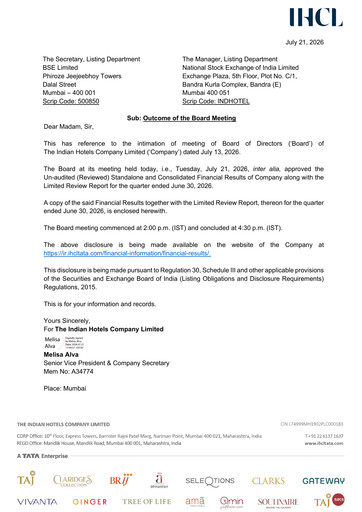 Thumbnail Indian Hotels Company Quarterly Report 2026-q1