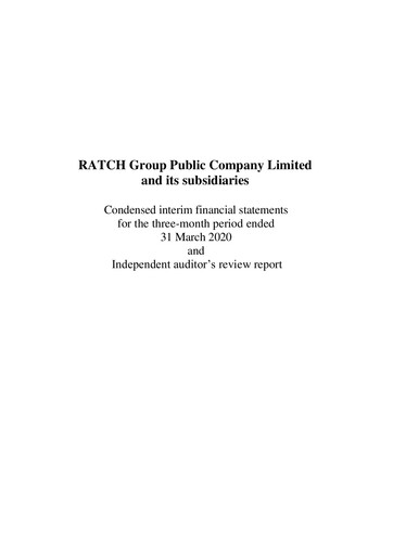 Miniature Ratch Group Rapport trimestriel 2020-q1