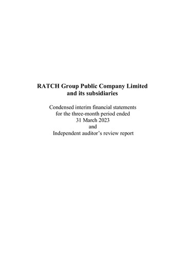 Miniature Ratch Group Rapport trimestriel 2023-q1