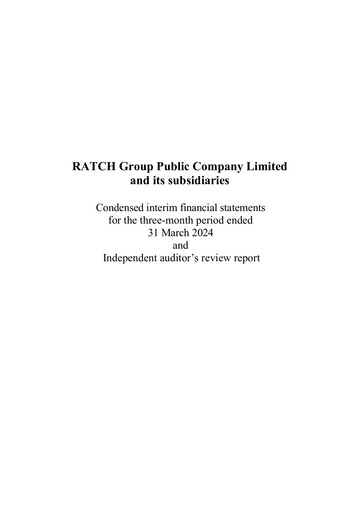 Miniature Ratch Group Rapport trimestriel 2024-q1