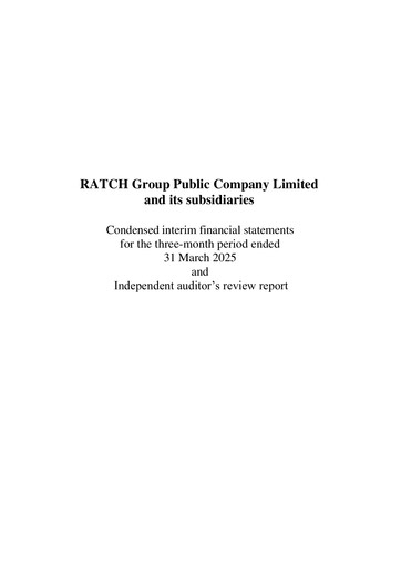 Miniature Ratch Group Rapport trimestriel 2025-q1