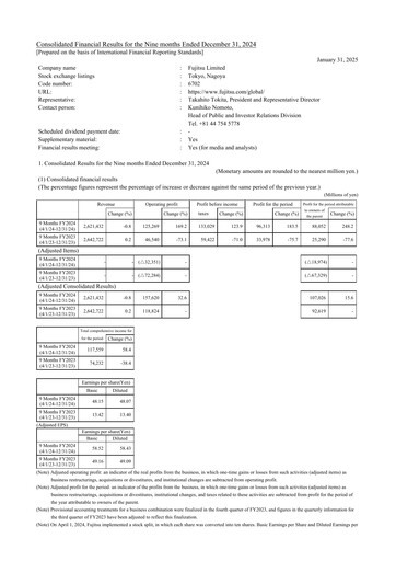 Thumbnail Fujitsu Financial Statement 2024-9m