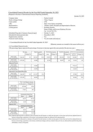 Thumbnail Fujitsu Financial Statement 2025-h1