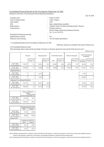 Thumbnail Fujitsu Financial Statement 2026-q1