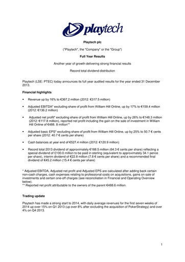 Vorschaubild Playtech Finanzmitteilung 2013