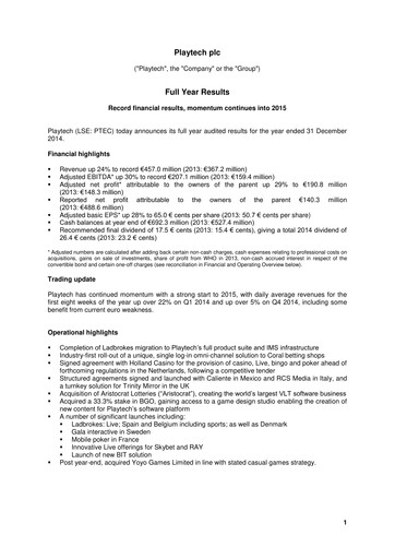 Vorschaubild Playtech Finanzmitteilung 2014