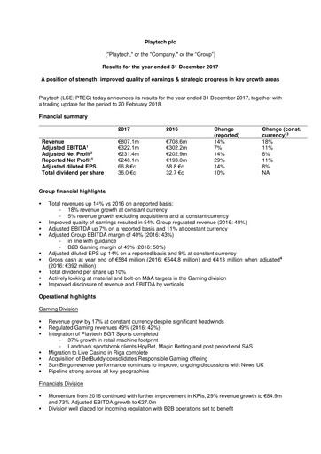 Vorschaubild Playtech Finanzmitteilung 2017